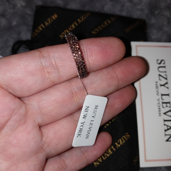 14K Rose Gold Plated Micro-Pave Brown CZ Eternity - Picture 7 of 10